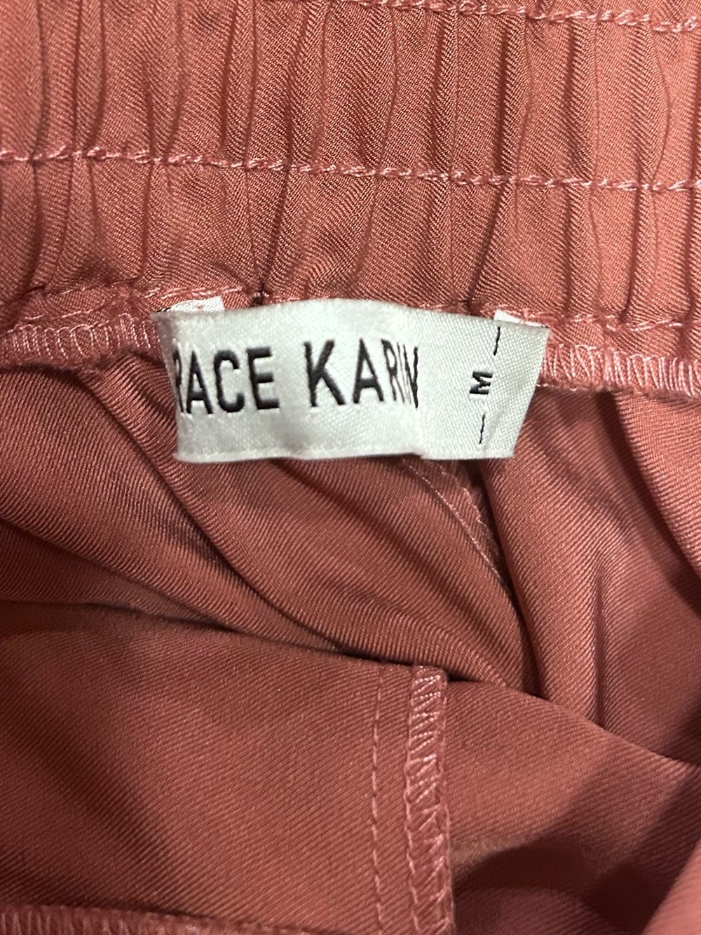 Grace Karin Pants Size Medium Mauve Tie Waist Tie Ankle - Picture 8 of 8